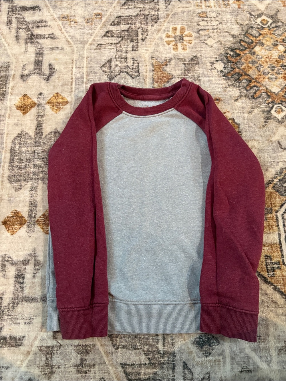 Cat & Jack Two-Tone Raglan Sweatshirt in Grey and Burgundy